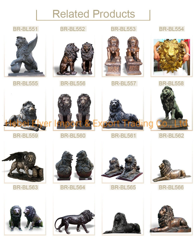 Recommend Outdoor Hand Polishing Brass Metal Animal Sculpture Life Size Bronze Lion Statues
