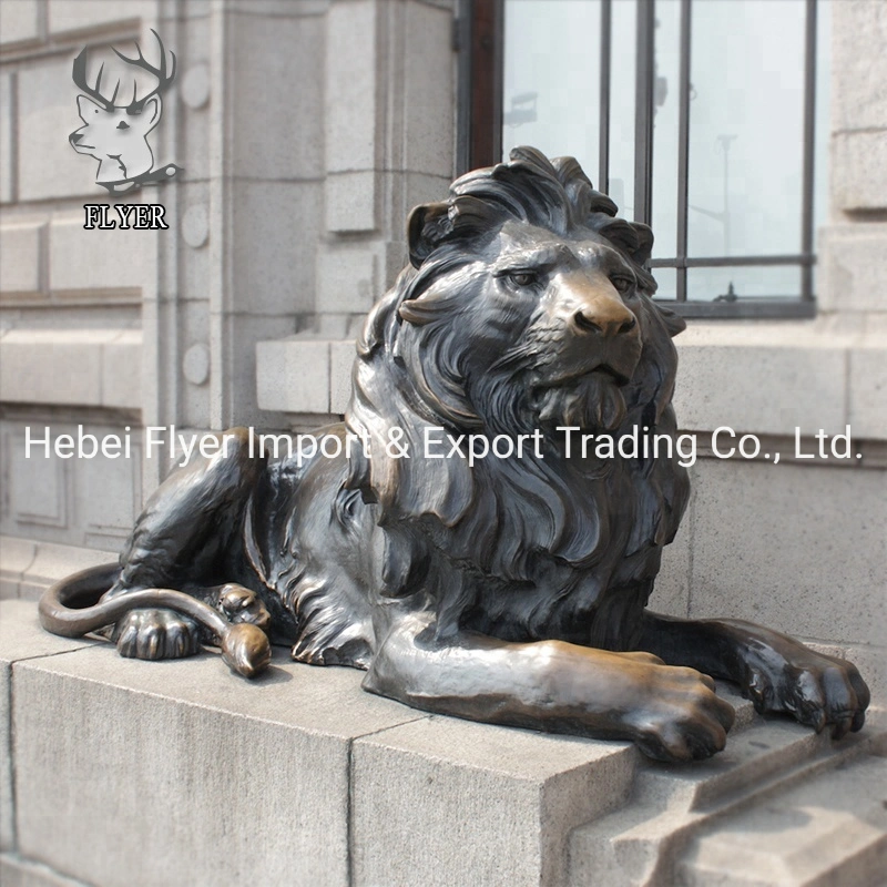 Recommend Outdoor Hand Polishing Brass Metal Animal Sculpture Life Size Bronze Lion Statues