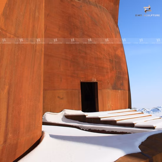 Escultura grande em aço corten enferrujado natural para construção de museu