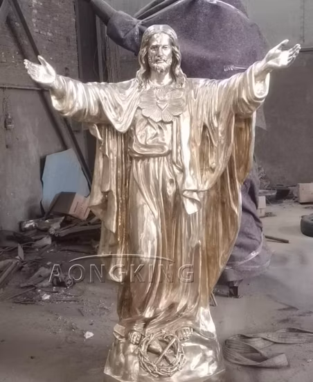 Estátua cristã de bronze para carregar cruz cristã Jesus na cruz