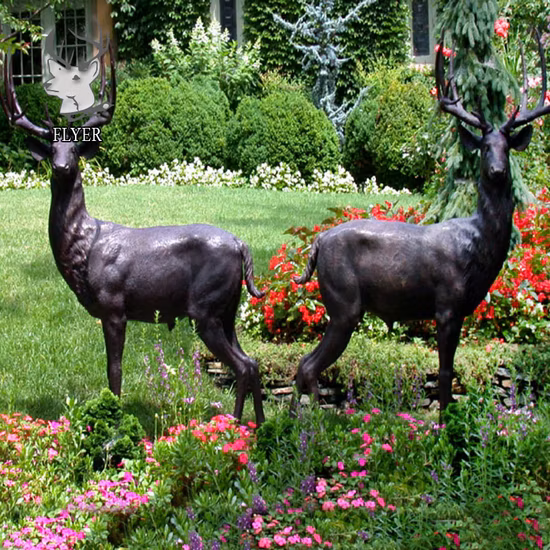Estátua de veado de bronze de cera perdida para decoração de jardim ao ar livre